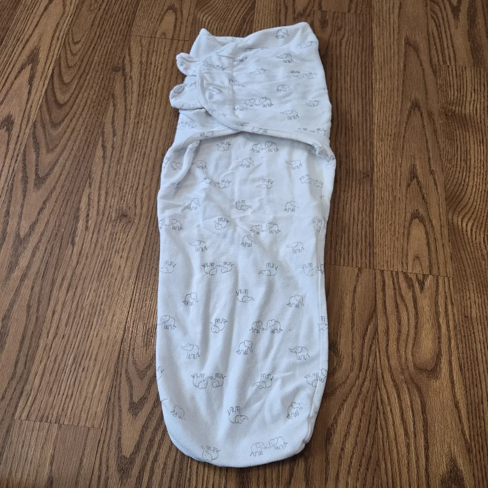 Carter's White Sleep Sack Elephant Print Swaddle Cotton Gender Neutral Baby 6-9M